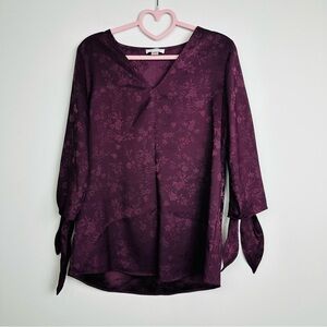 Calvin Klein Deep Purple Floral Blouse Size Small